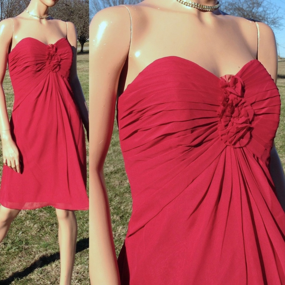 Designer Strapless Mini Formal Bridesmaid Baby Doll Party Dress RUBY RED~12~NWT